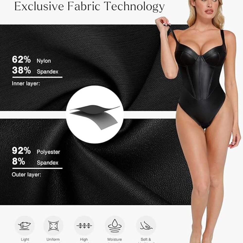 Popilush Leather Corset Bodysuit